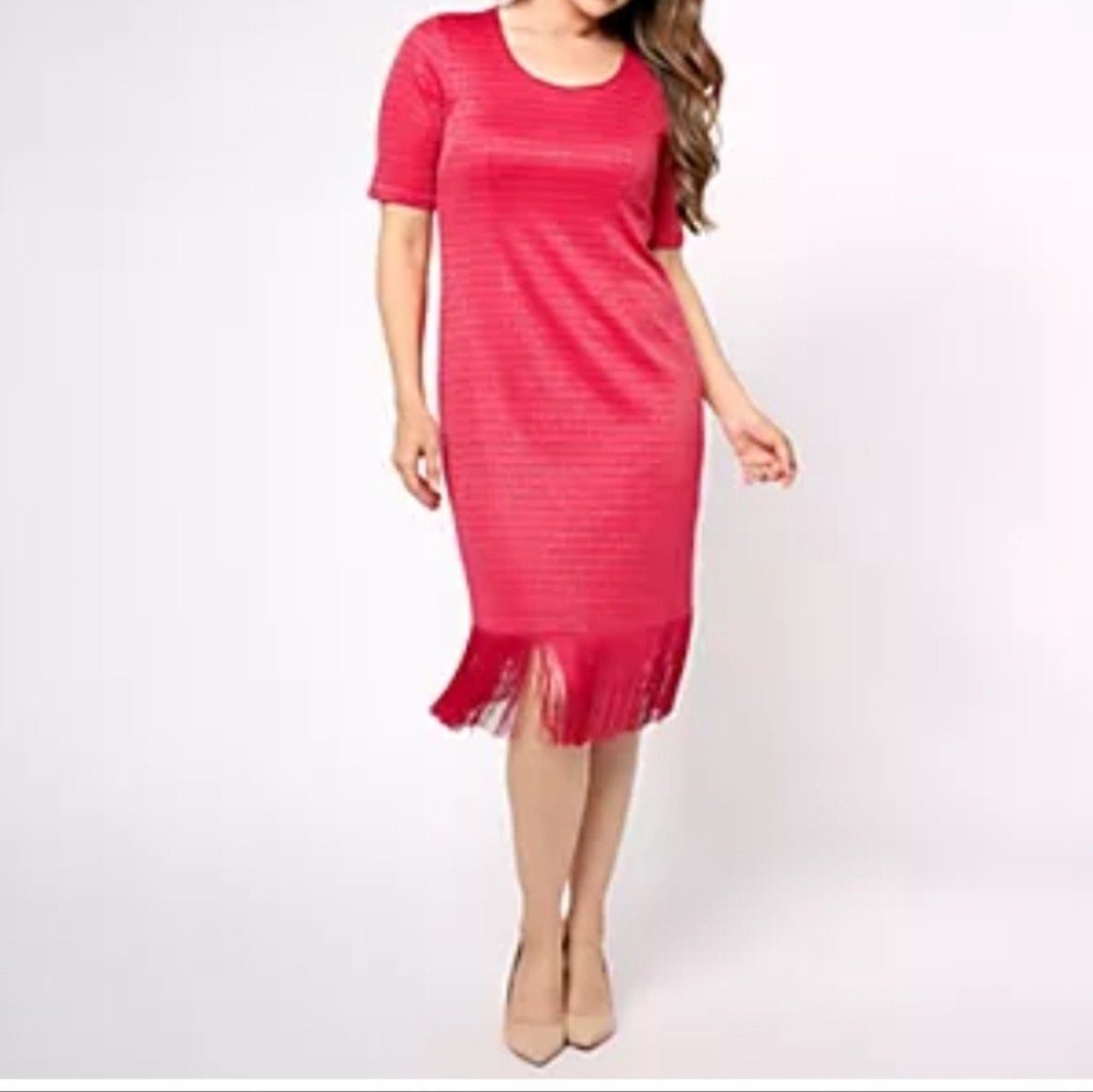 Isaac Mizrahi Live! Always Isaac Lurex Fringe-Hem Dress Various Sizes NWOT